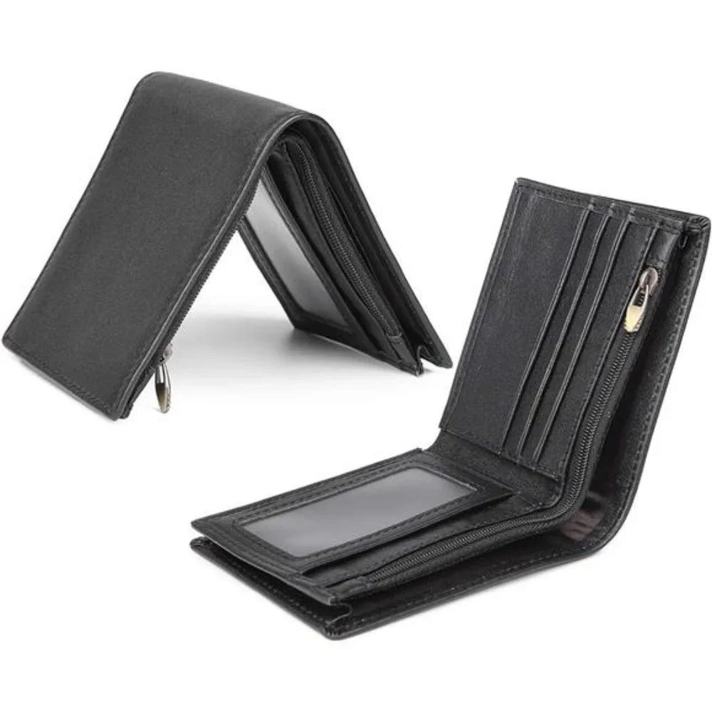 Men's RFID Blocking Cowboy Genuine Natural Crazy Horse Leather Bifold Wallet